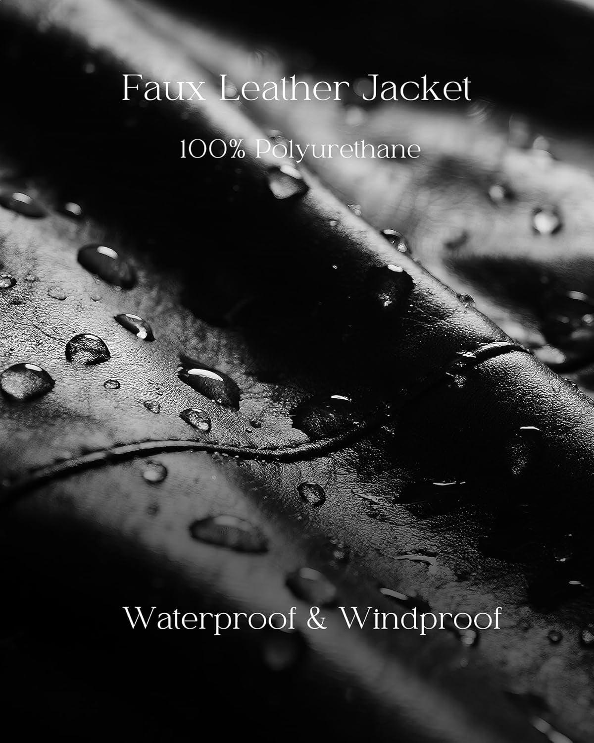 Men'S Faux Leather Jacket Windproof Motorcycle Bomber Jacket Slim Fit Winter Coat with Removable Hood